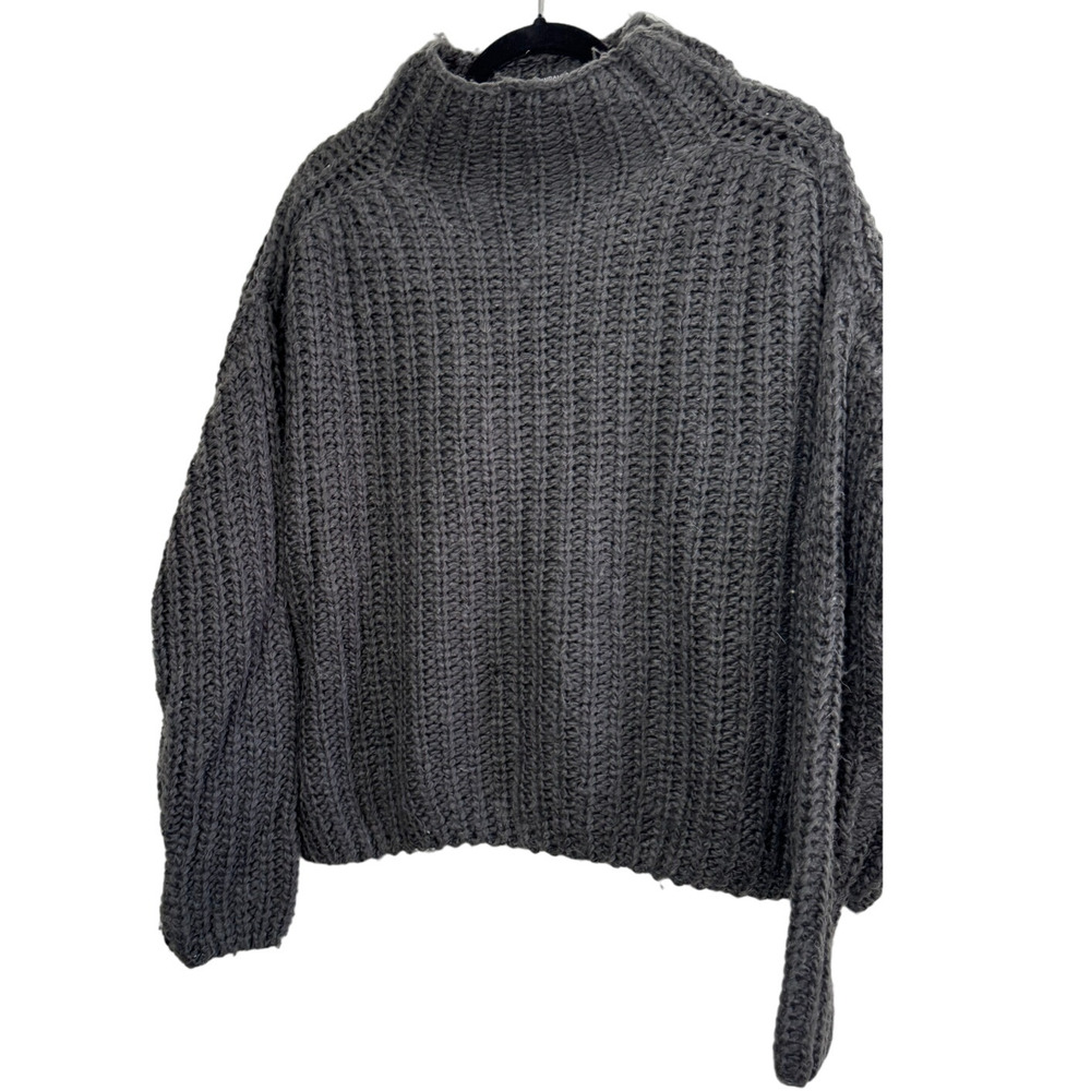 Kendall & Kylie Women's Dark Gray Knitted Mock Turtleneck Sweater Large